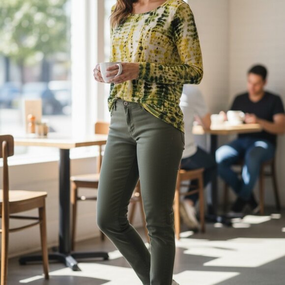 V Cristinia Top XL & Olive Green Leggings Large - Picture 3 of 9